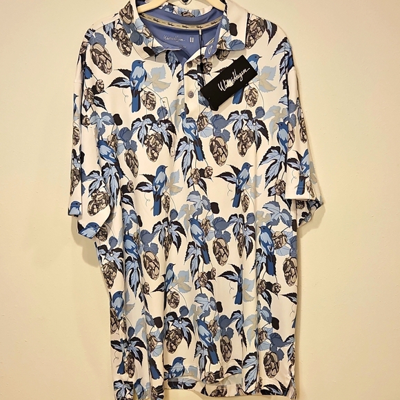 Walter Hagen NWT Golf Dri Fit Polo Mens, Floral Bird Bluejay 11 Majors Shirt XL - Picture 5 of 12